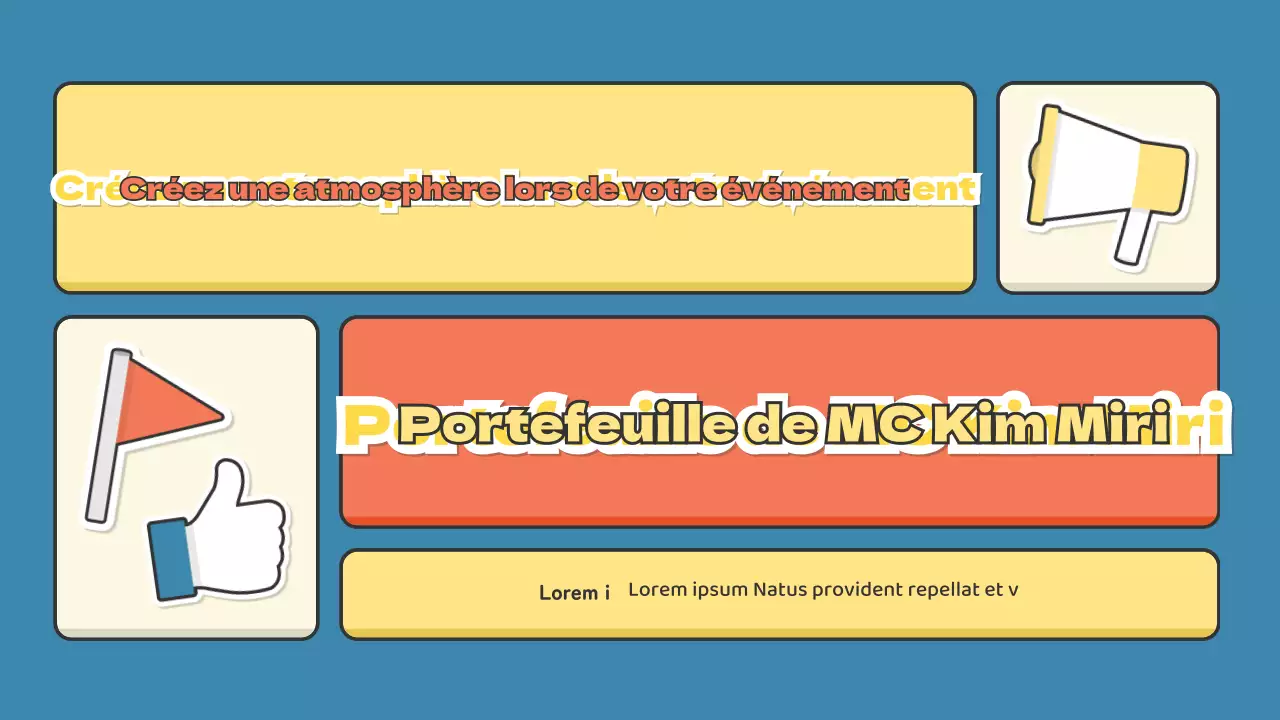Un portfolio pour les animateurs dans l'industrie du spectacle avec un joli concept d'autocollant rouge et vert.