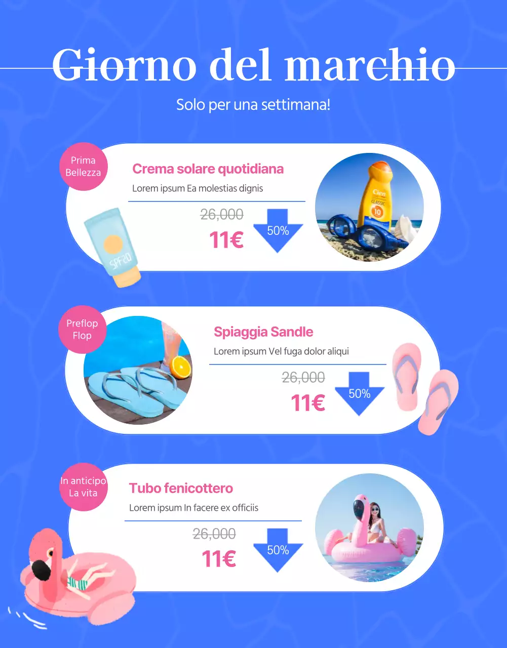 Promuovete i vostri grandi saldi estivi con i toni del blu e del rosa