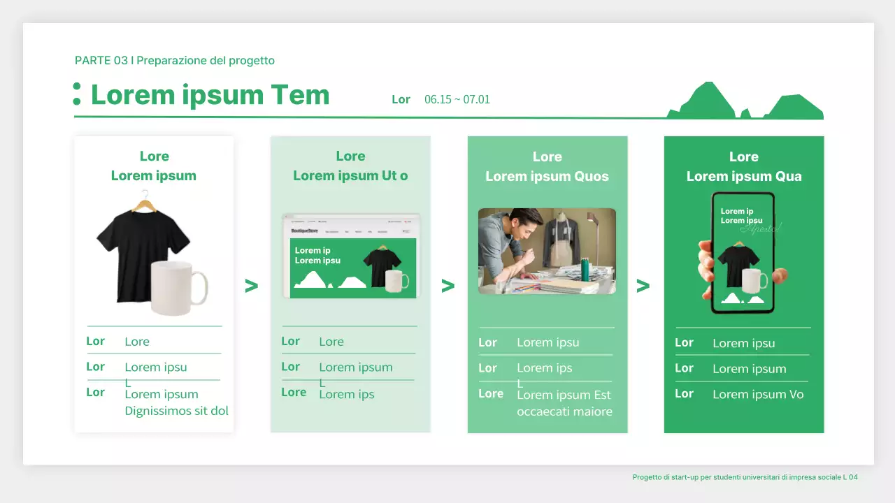 Progetto di finanziamento per startup in bianco e verde
