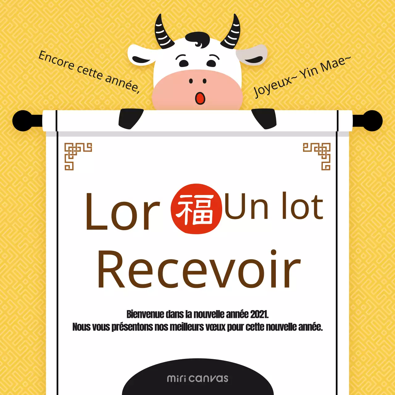 Vœux de bonne année avec un concept mignon en jaune