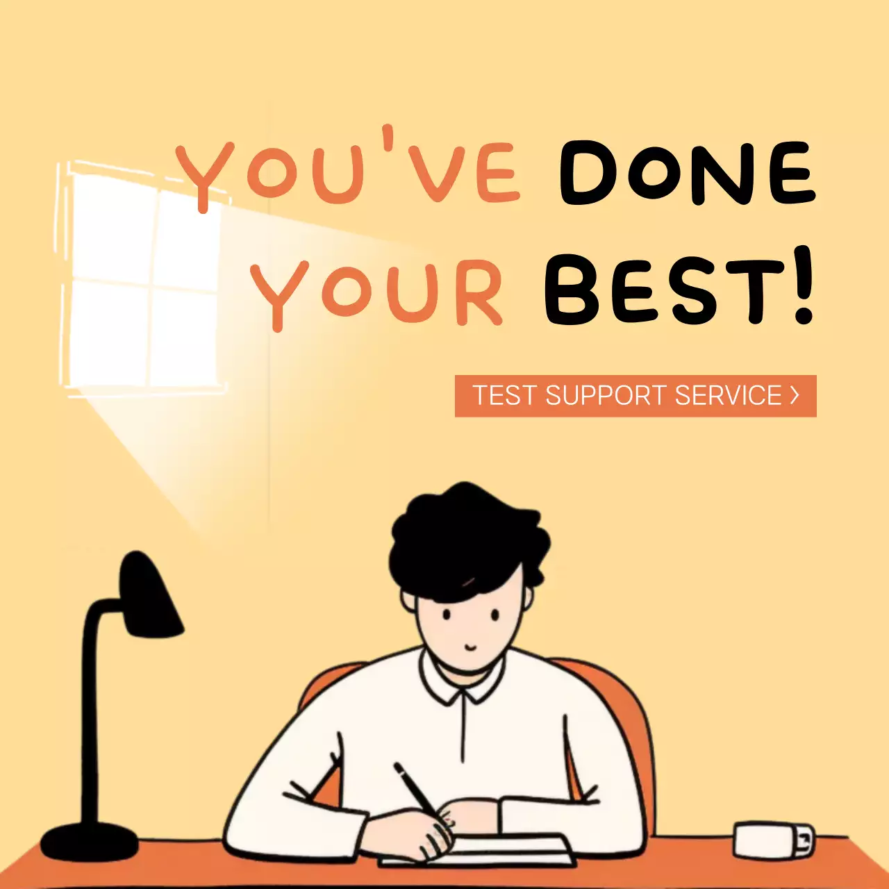 Healing theme for examinees with a yellow-brown warm hand drawing concept