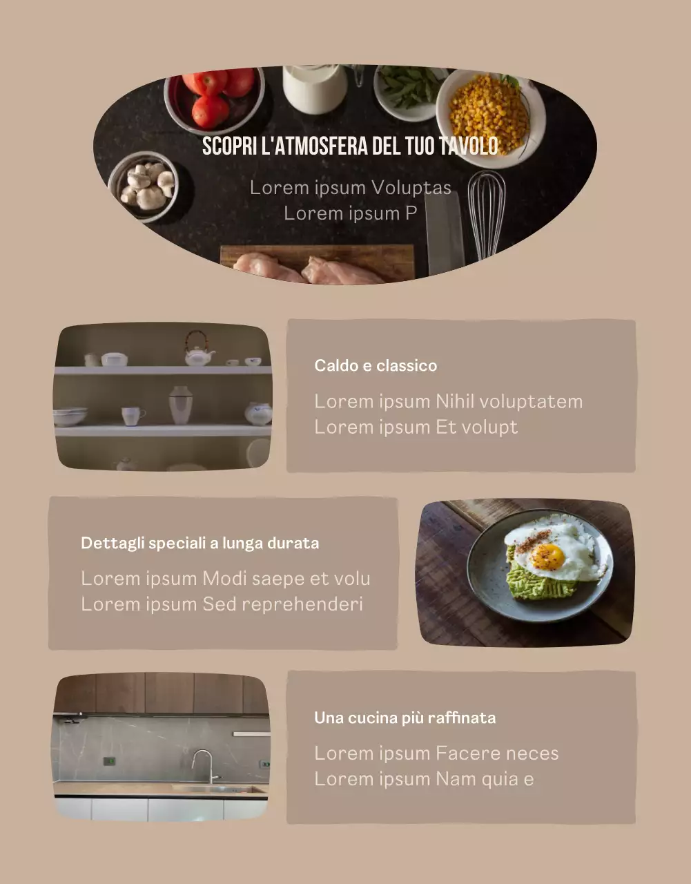 Un set di porcellana semplice, in beige e verde.