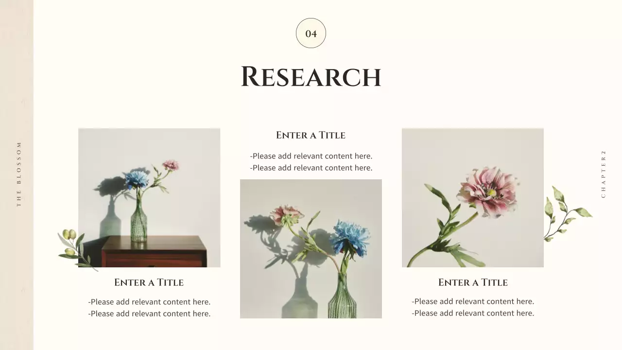 Beige Floral Flower Presentation