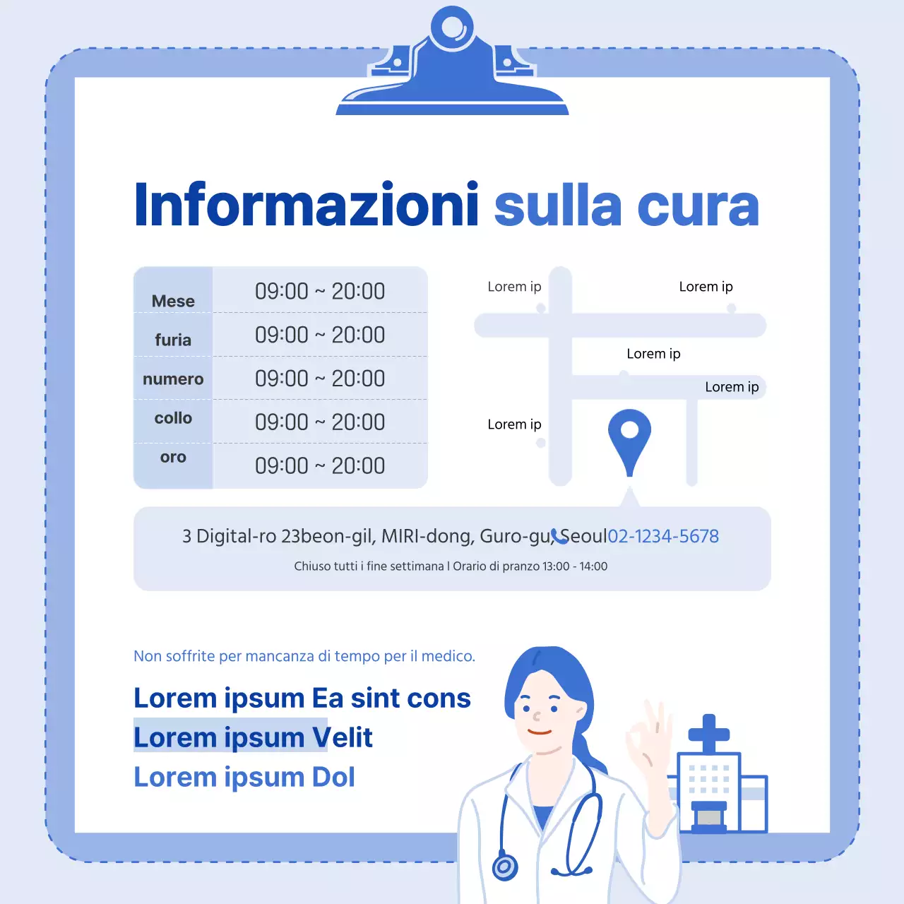 Schema di colori blu con illustrazioni pulite e un concetto di infografica.