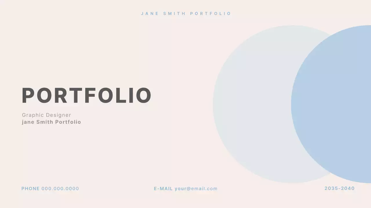 Modern designer portfolio in beige and light blue