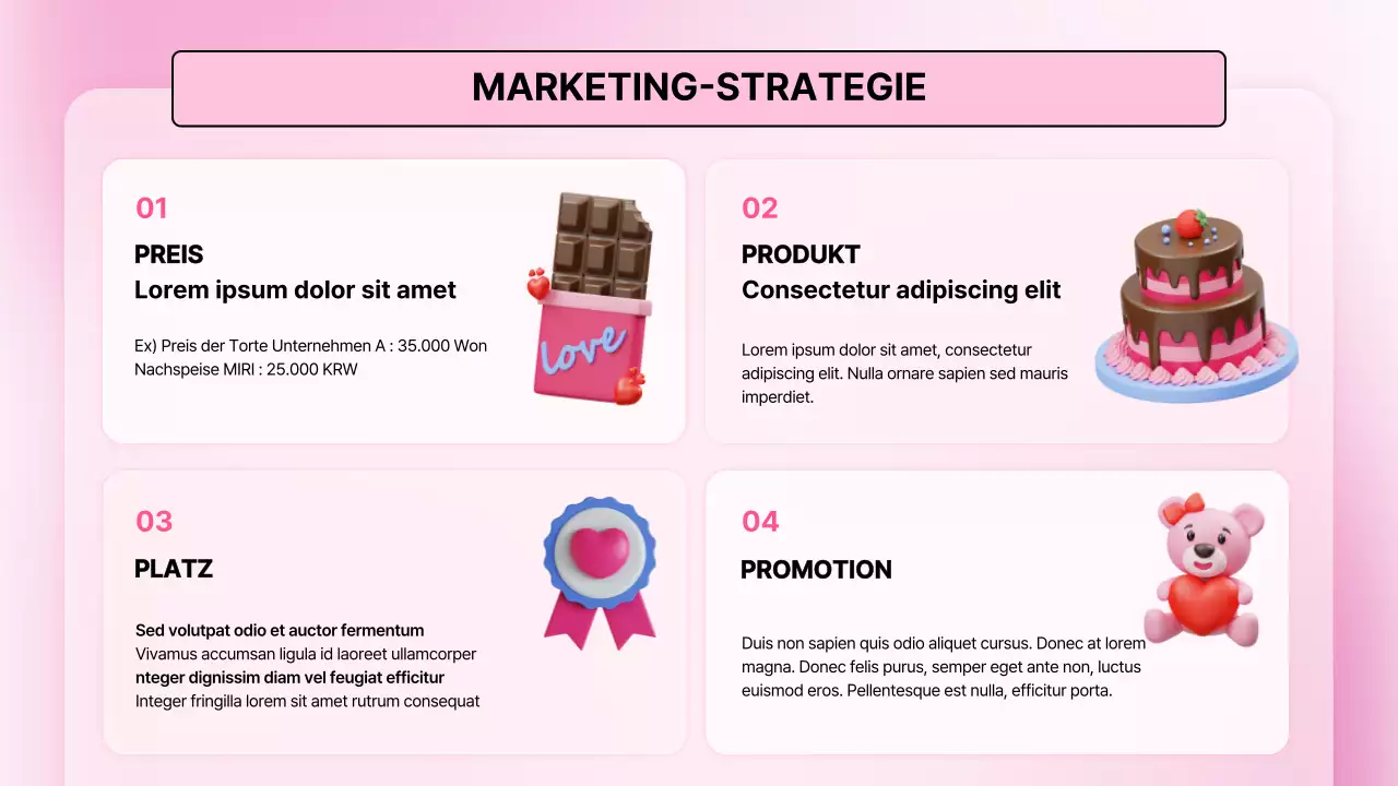 Rosa 3D-Illustration niedlichen Valentinstag Plan