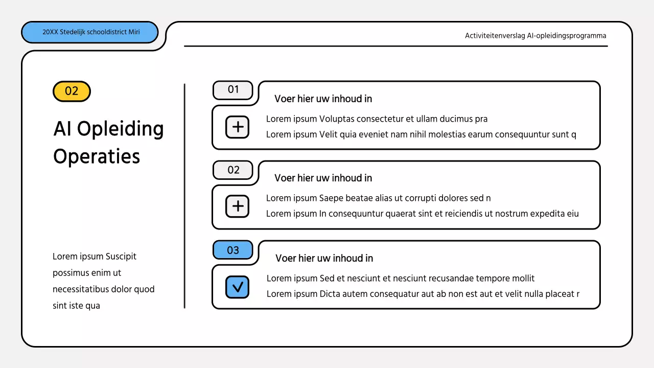 Nette blauw met gele trainingsrapporten presentatie kit
