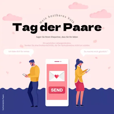 Rosa und marineblaue Danksagungen zum Tag des Paares (Quadrate für soziale Medien)