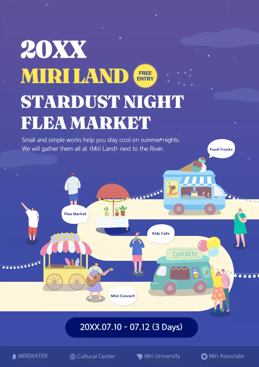 Purple Whimsical Flea Market Event Poster