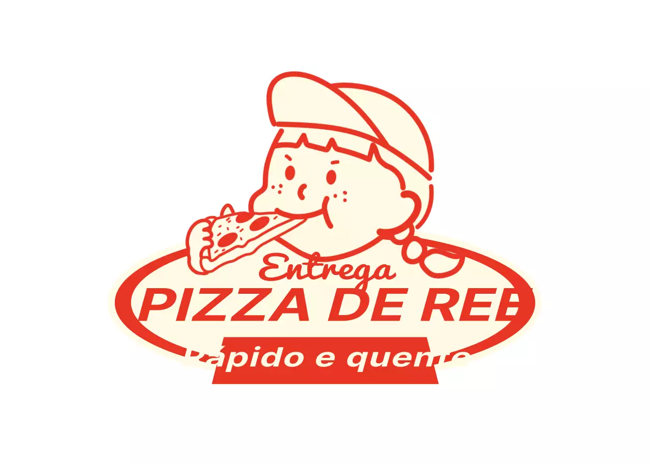Um logótipo de pizzaria com uma ilustração bonita a vermelho e amarelo