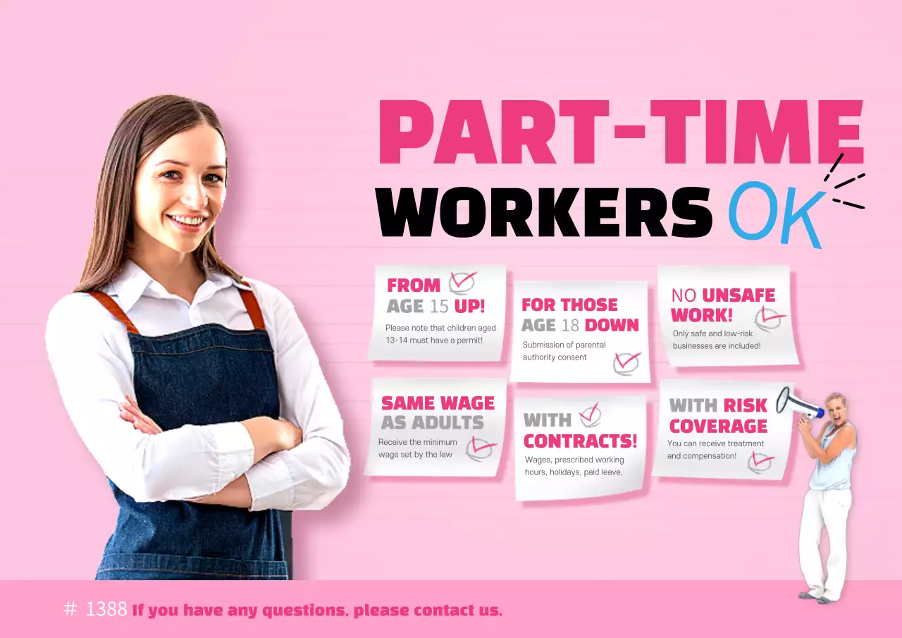 Pink Modern Part-Time Recruitment Poster