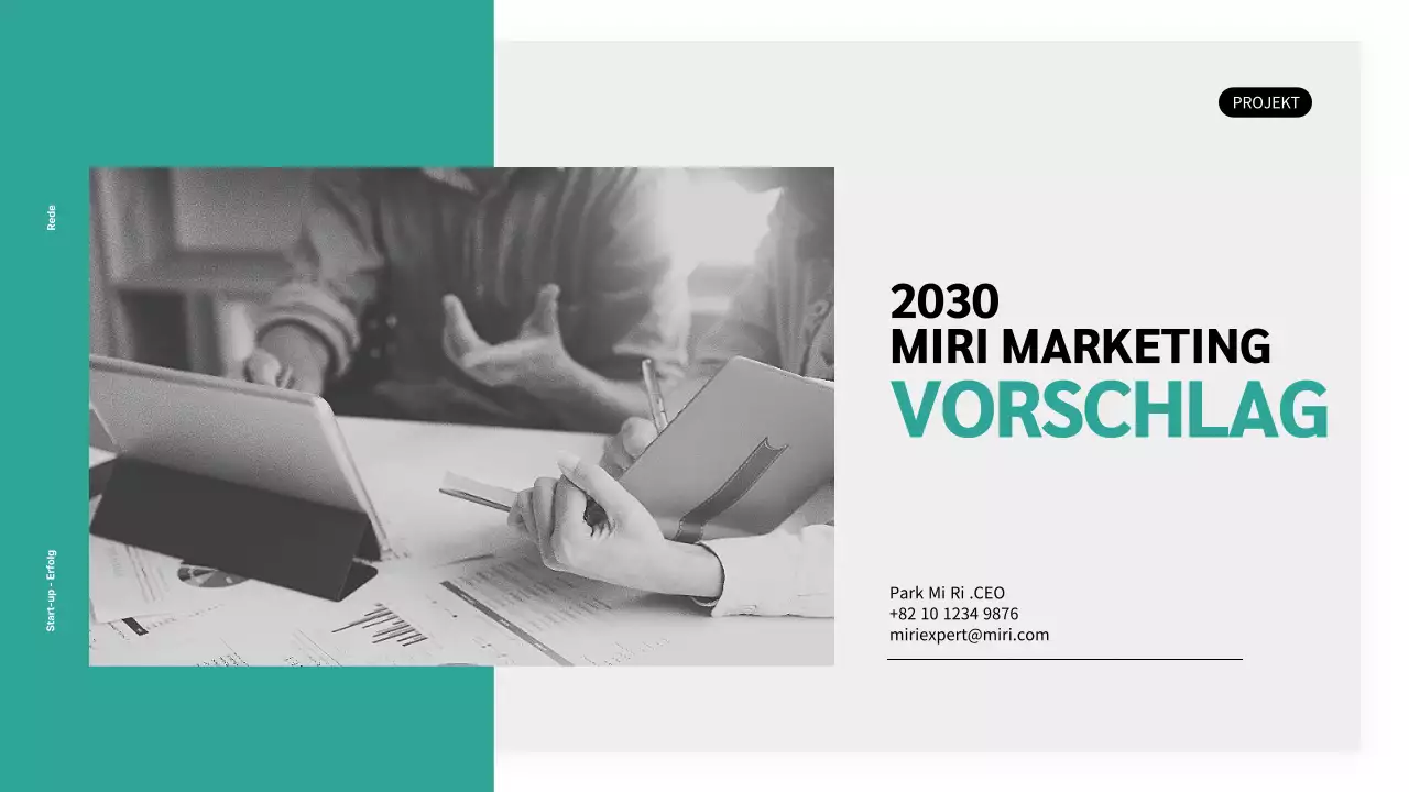 Einfacher, mintfarbener Vorschlag für ein Marketingunternehmen