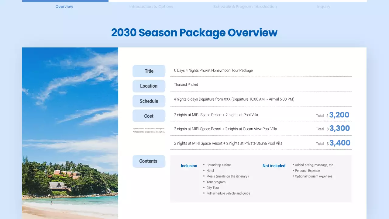 Blue Modern Honeymoon Proposal Presentation