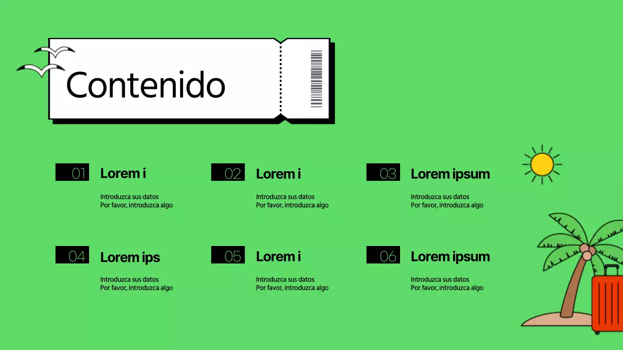 Tema de viaje verde y azul