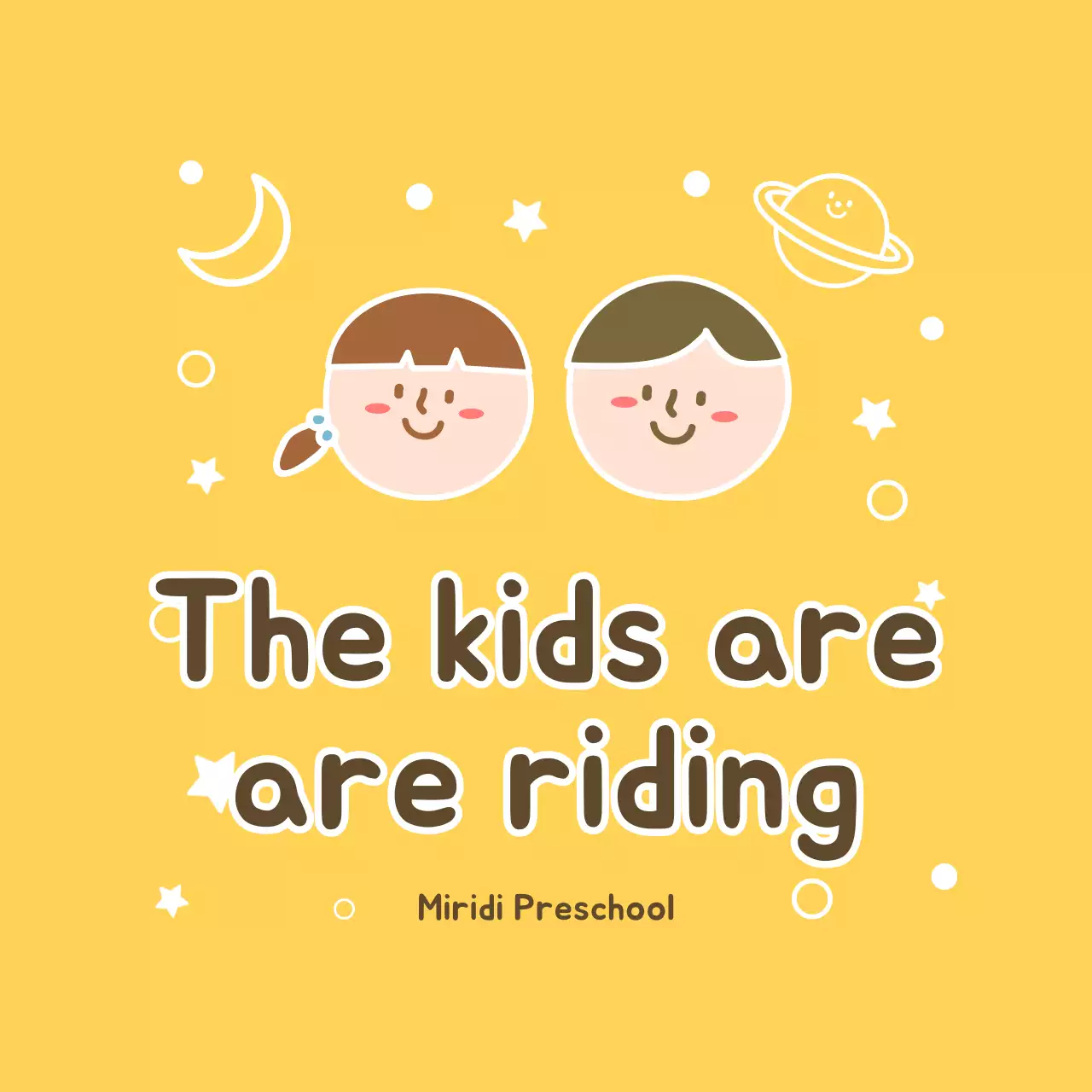 Cute little kid illustration style in yellow and brown Kids are riding in a car Text prompts