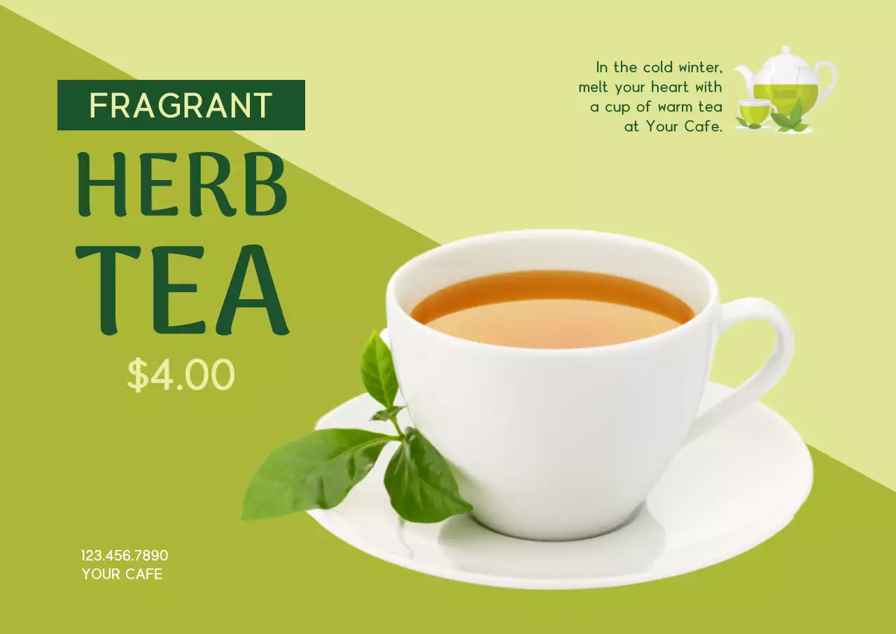 Green Modern Tea Promotion Poster