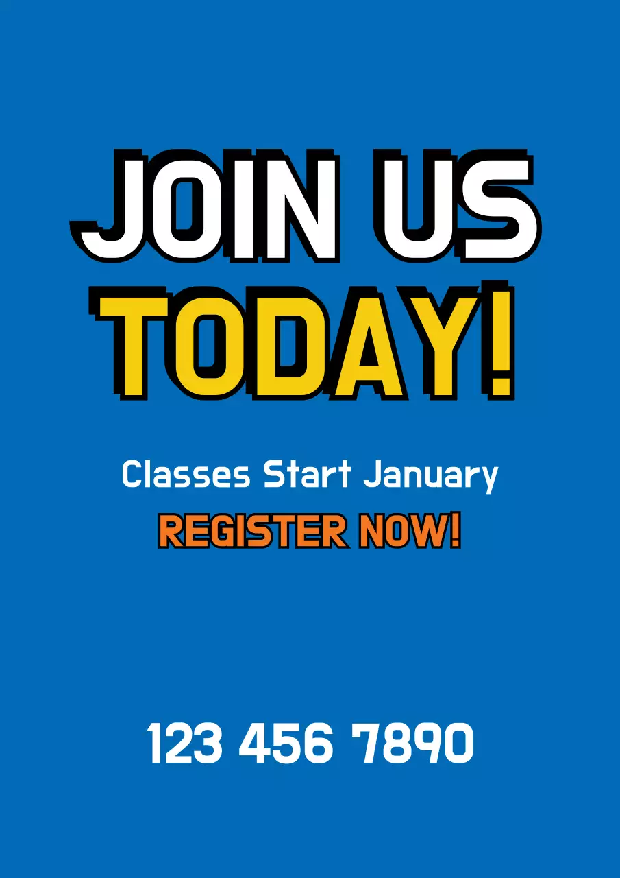 Blue Bold Classes Registration Poster