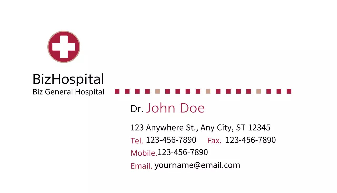 Red Minimal Hospital Business Card