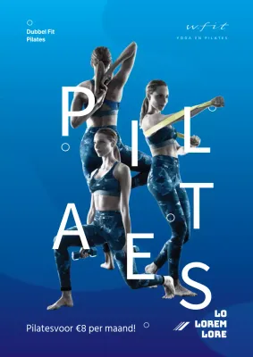 Eenvoudige promotieposter voor Pilates met blauwe verloopachtergrond