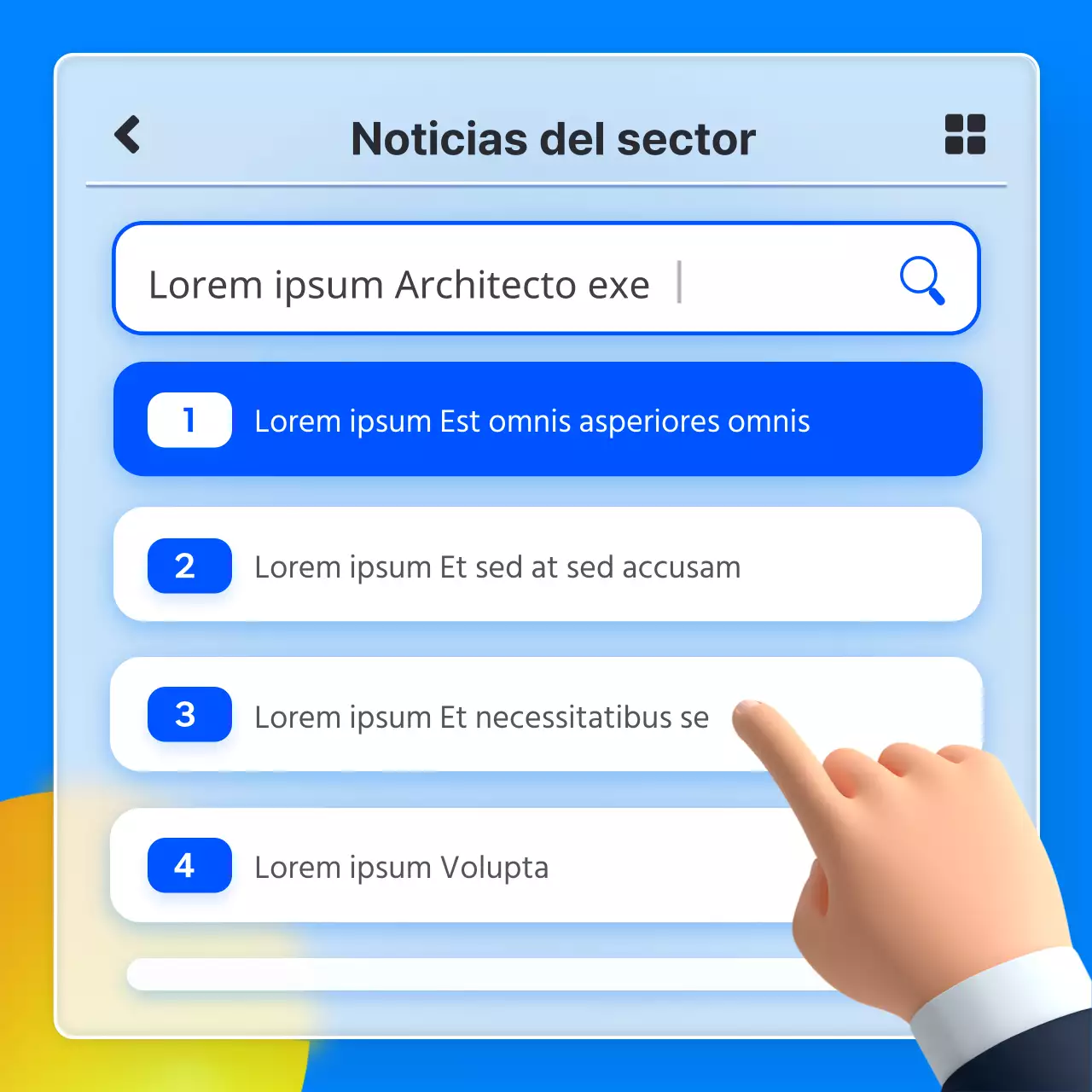 Lista de empleos recomendados para empresas de TI con concepto de aplicación de cristalismo 3D azul