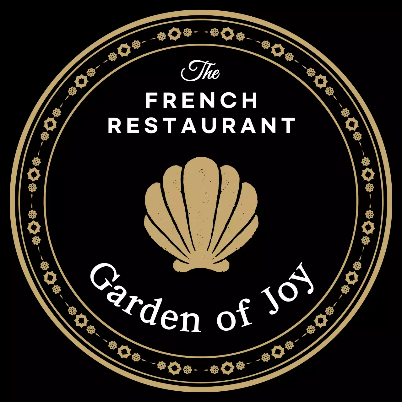 A French restaurant with an ornate gold frame