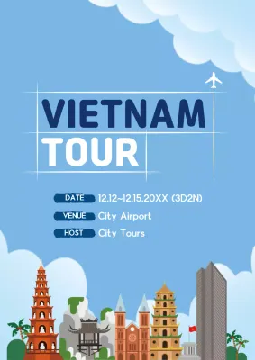 Blue Modern Travel Promotion Poster