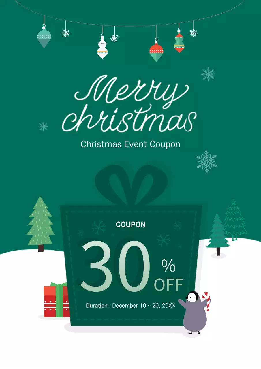 Green Simple Christmas Coupon Promotion Poster