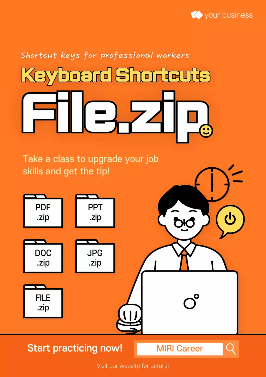 Orange Modern Keyboard Course Promotion Poster