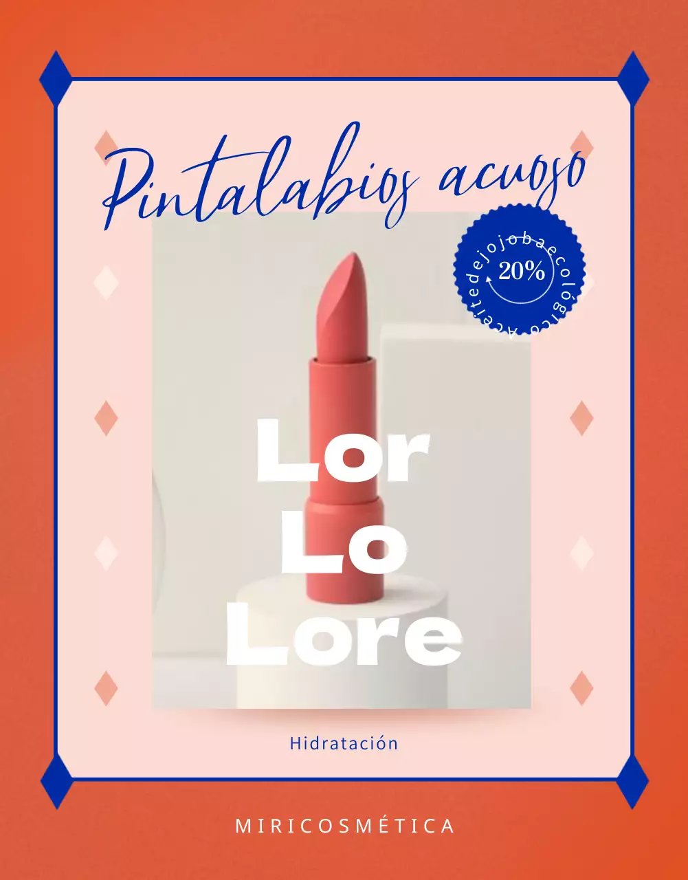 Promover barras de labios vibrantes con toques de color rosa-naranja