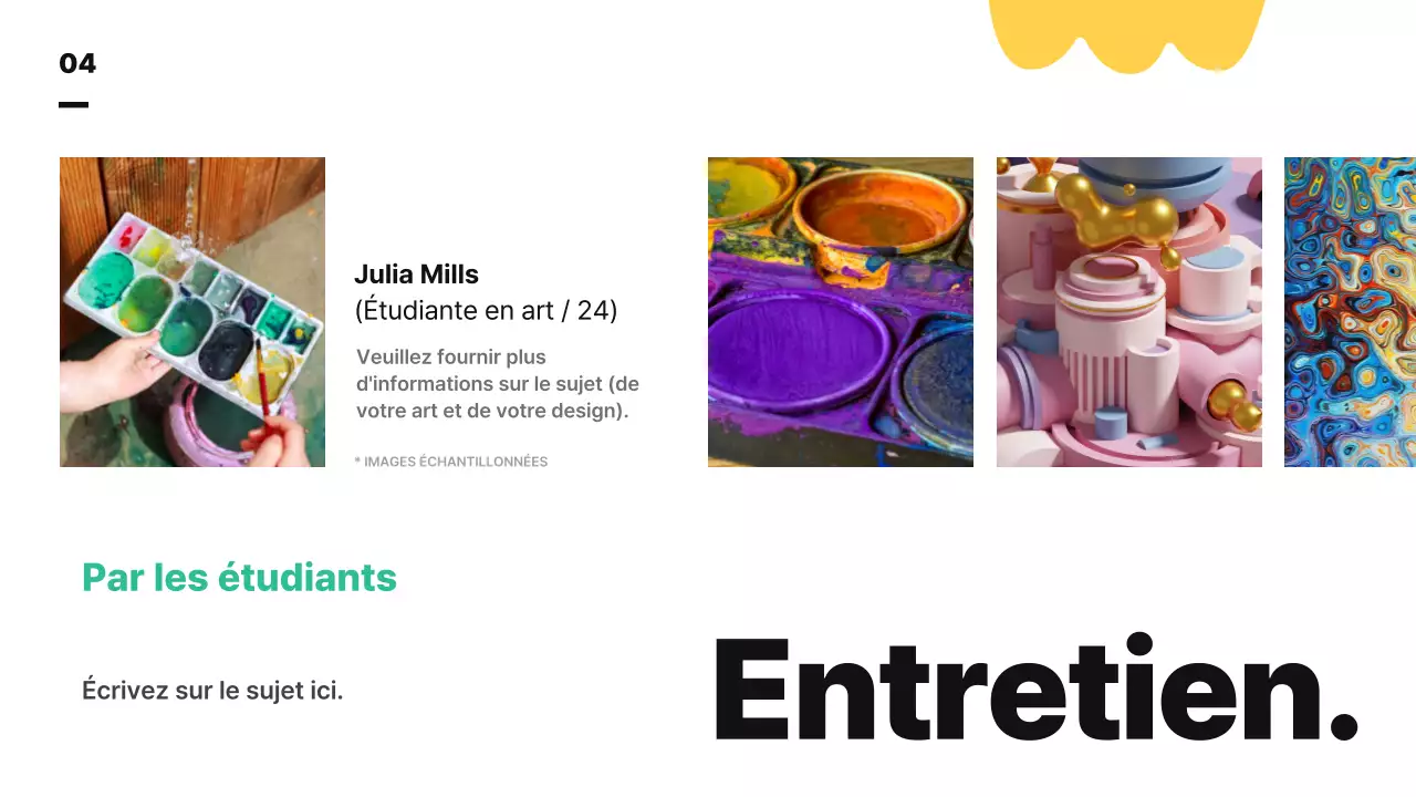 Une jolie illustration abstraite aux couleurs vives pour présenter le plan d'entreprise et le programme d'études de votre école.