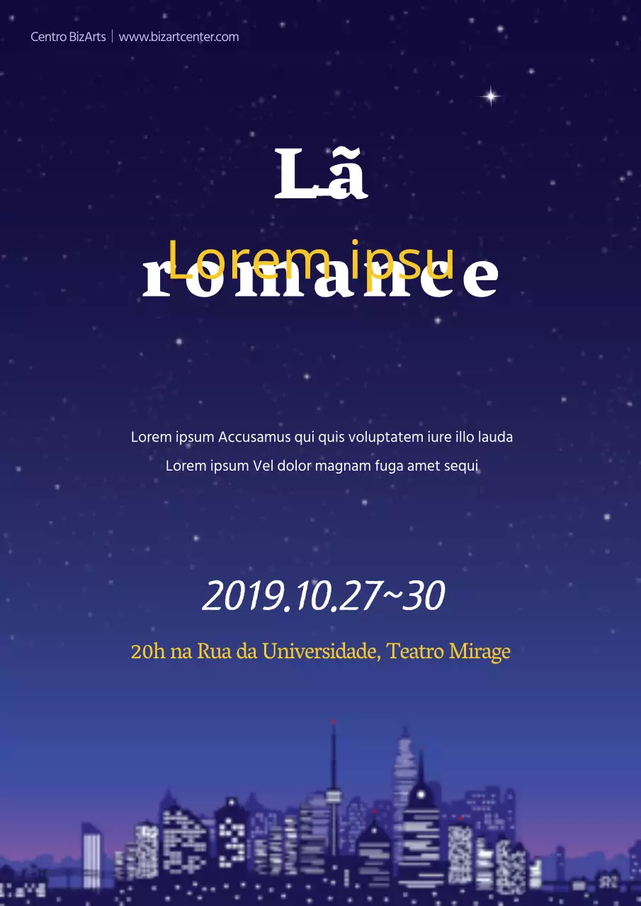 Promover um conceito emocional com um cenário noturno de uma cidade azul
