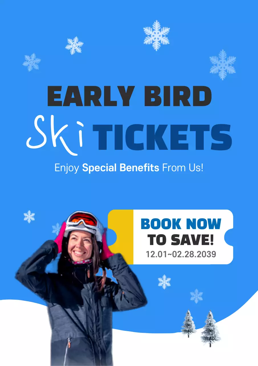 Blue Trendy Ski Promotion Poster