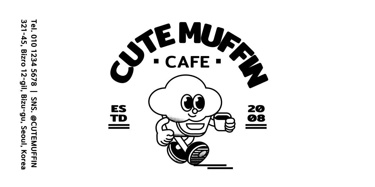 A cute and simple muffin character logo style dessert cafe for information and service.