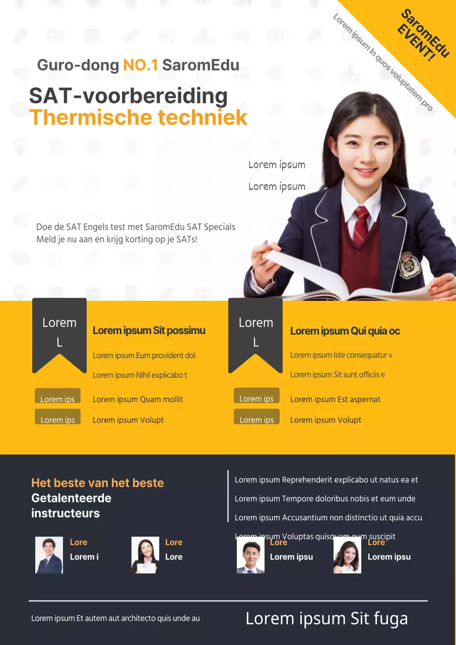 Promoot de komende cursussen van je school met een strakke blauw-zwarte studentenfoto