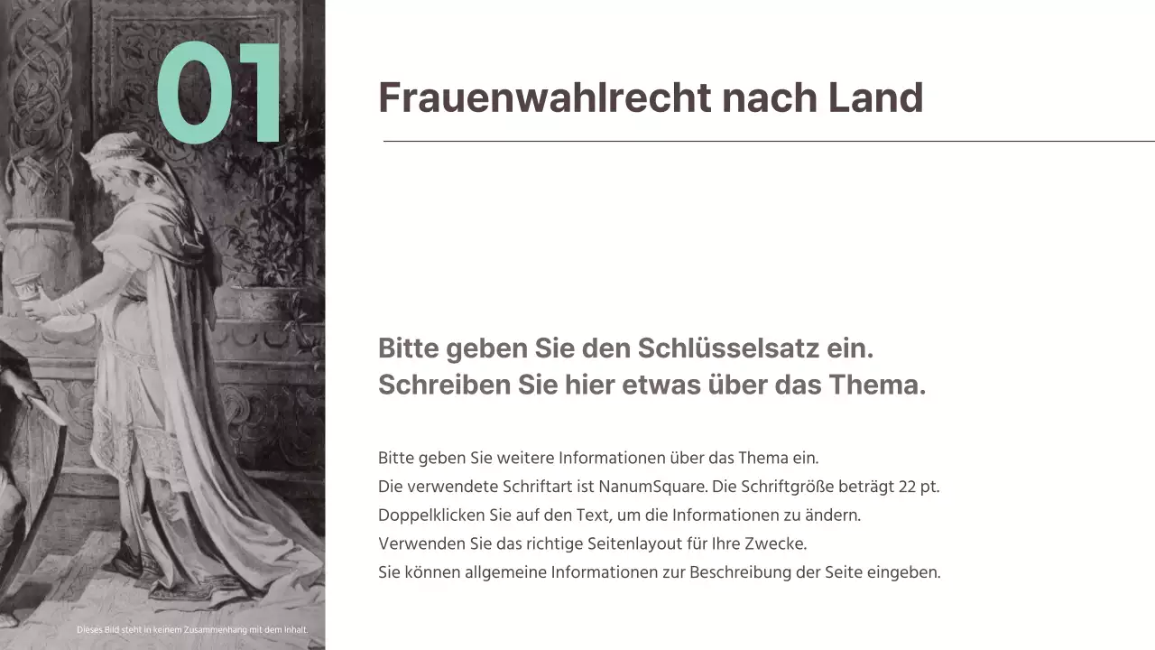  Vorlage eines zurückhaltenden Konzepts für eine globale Frauenwahlrechtsaufgabe