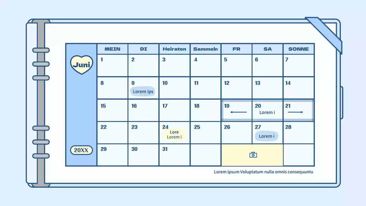 Niedliches Tagebuch-Konzept-Präsentationskit in Hellblau und Grün
