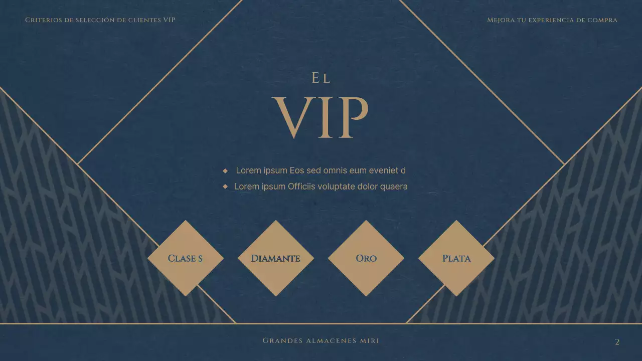 Un lujoso club VIP de grandes almacenes en rojo y azul marino