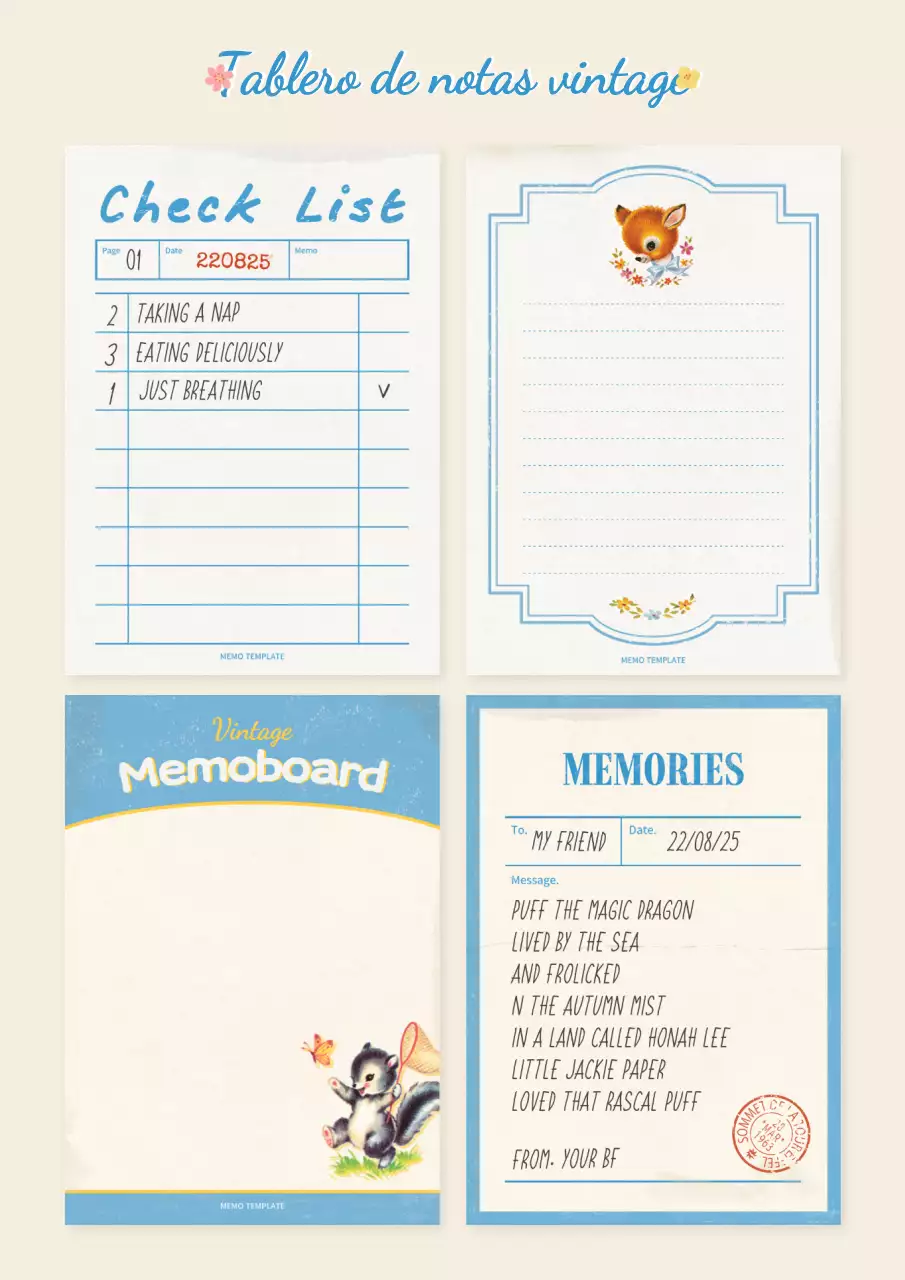 Bloc de notas vintage azul claro paquete de diseño de concepto