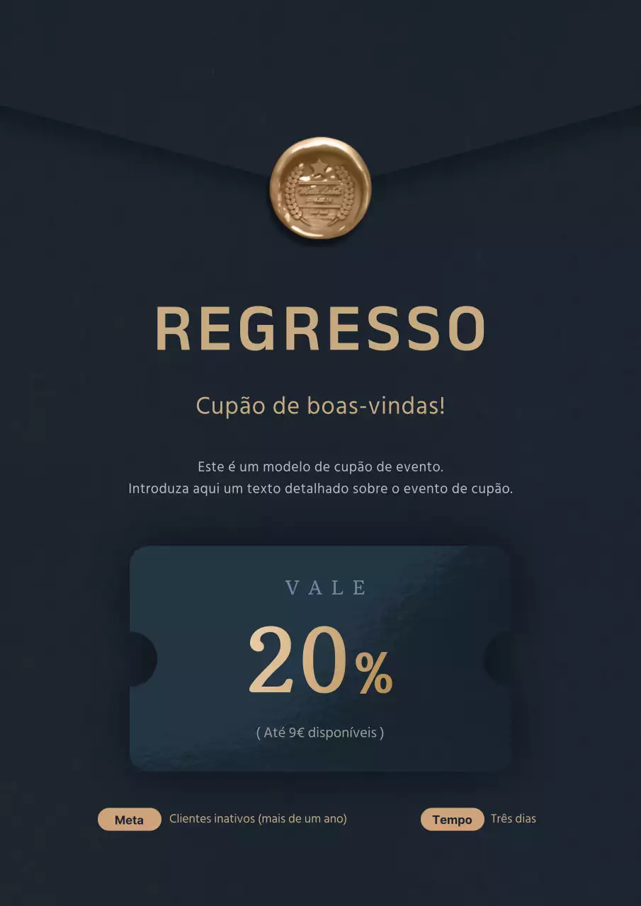 Uma promoção de oferta de cupão de desconto simples e elegante com uma ilustração de um cupão azul profundo