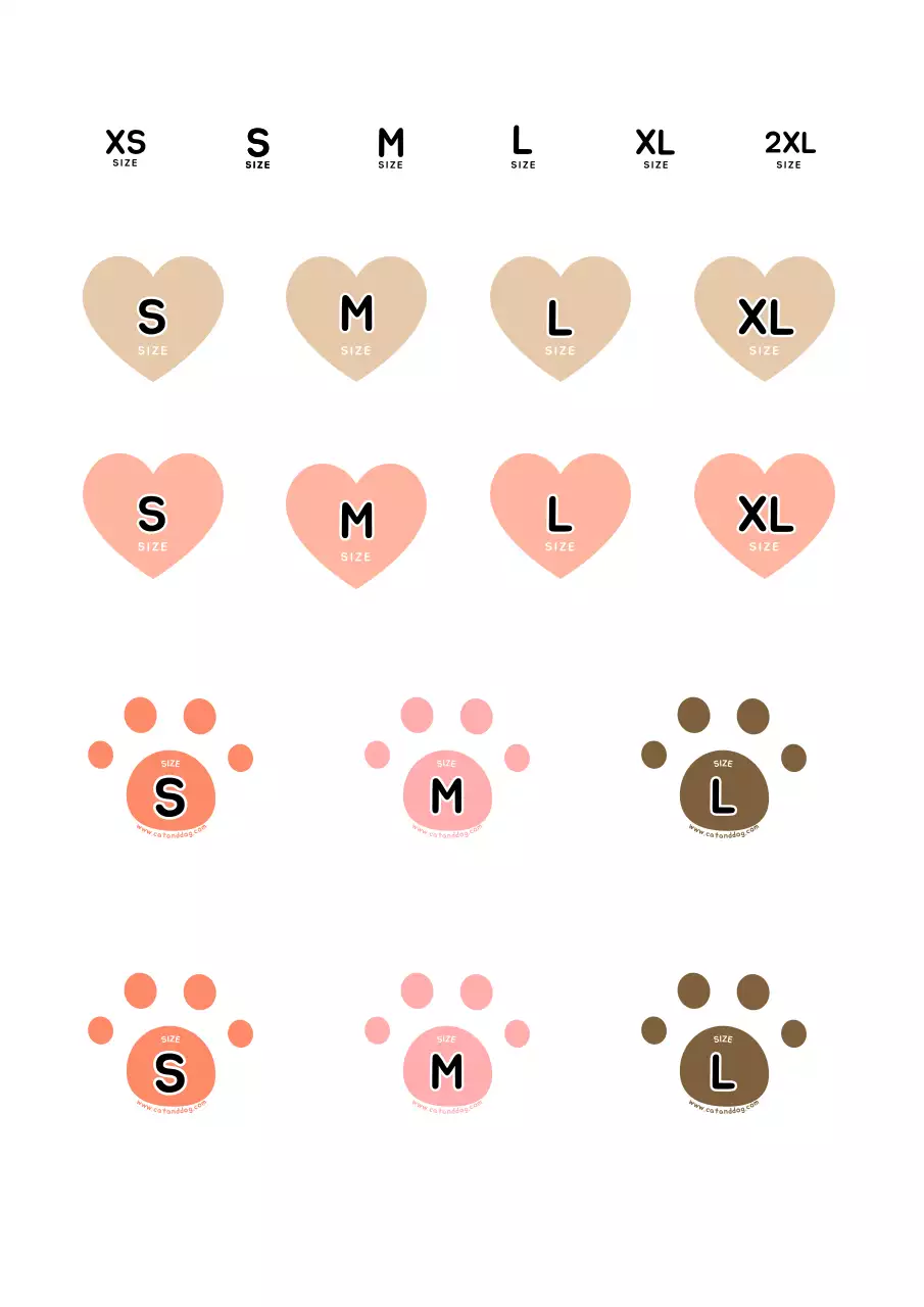 Freehand stickers for pet cute paw print clothing sizes