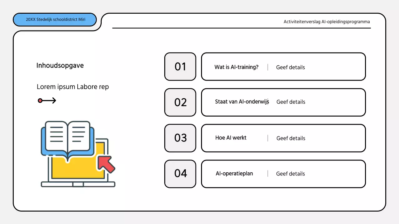 Nette blauw met gele trainingsrapporten presentatie kit