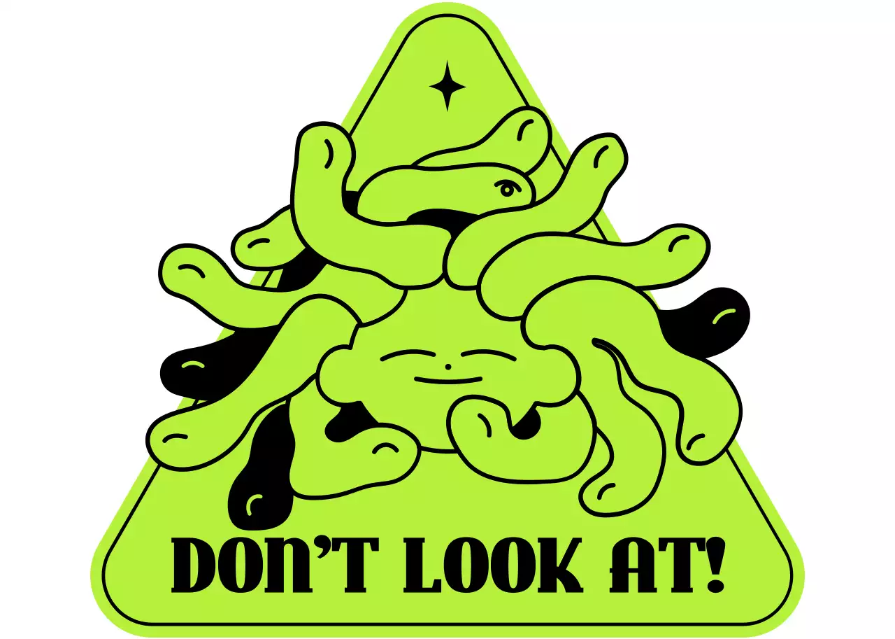 Logo merchandise lambang konsep ilustrasi yang lucu dengan warna-warna chartreuse