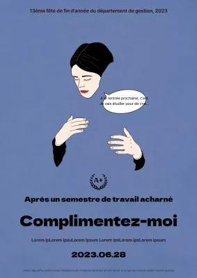 Une illustration émotionnelle en bleu marine pour promouvoir la fête de fin d'année d'une université.