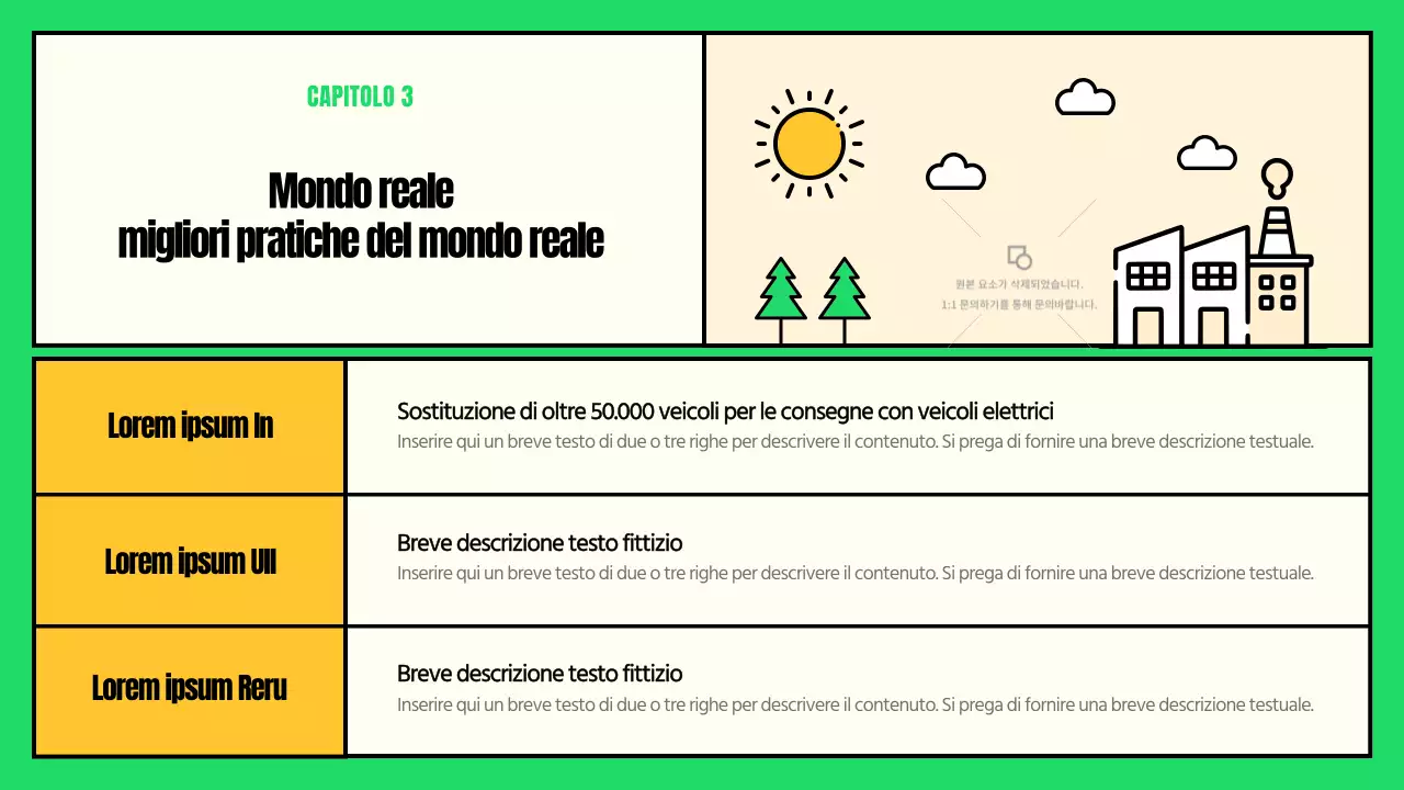 Illustrazioni simpatiche con accenti verdi e gialli Azione ESG e cambiamento climatico