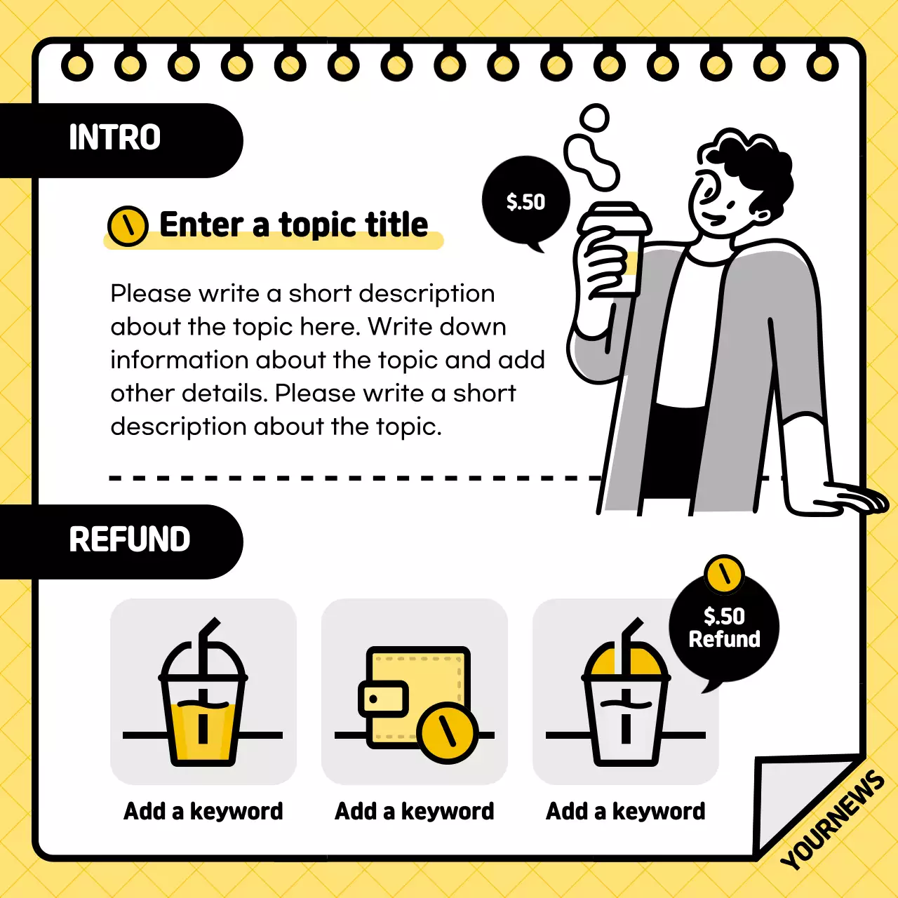 Yellow Modern Refund Announcement Instagram Carousel