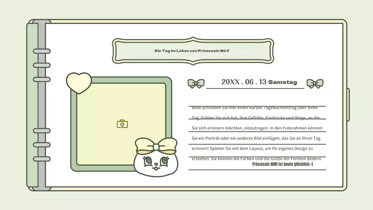 Niedliches Tagebuch-Konzept-Präsentationskit in Hellblau und Grün