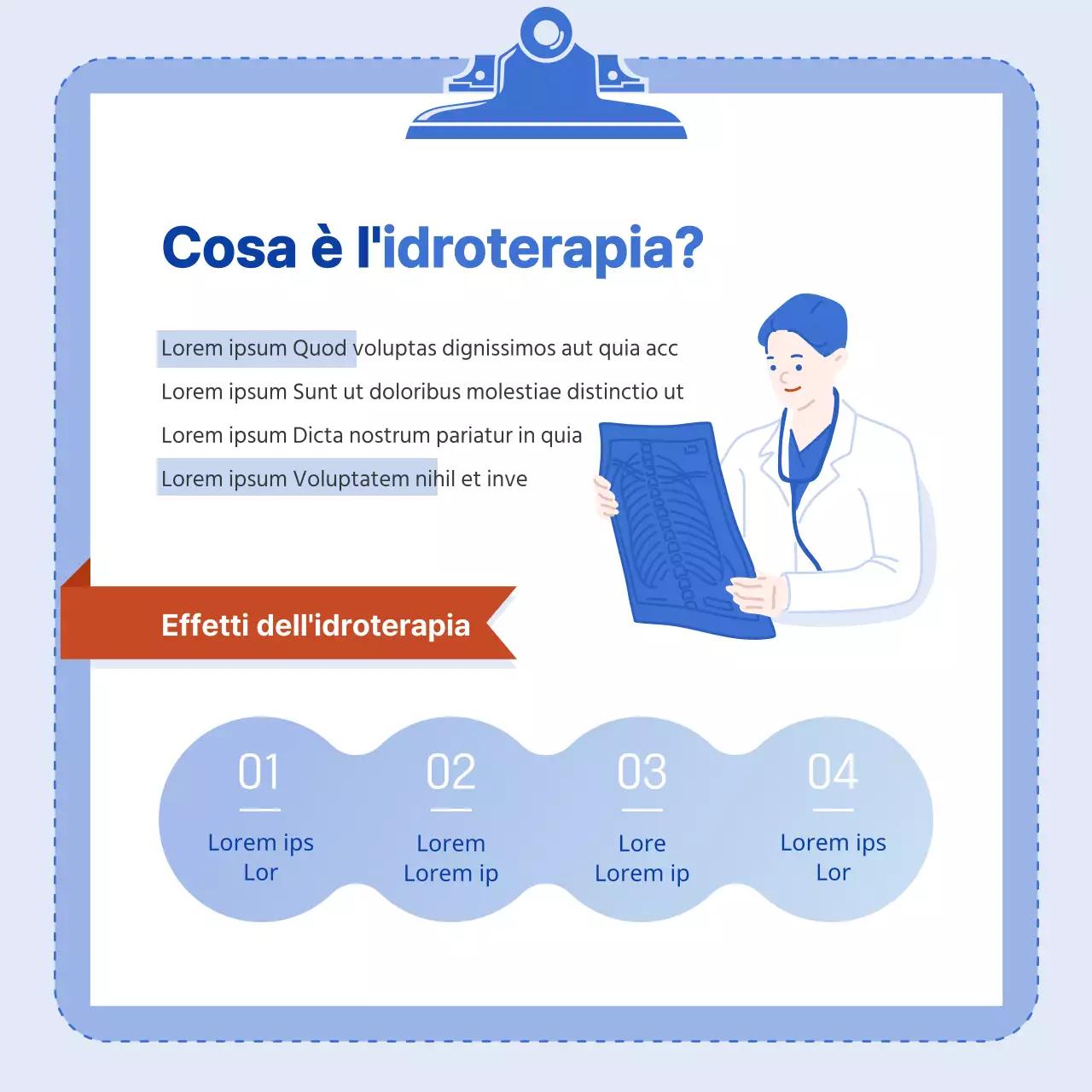 Schema di colori blu con illustrazioni pulite e un concetto di infografica.