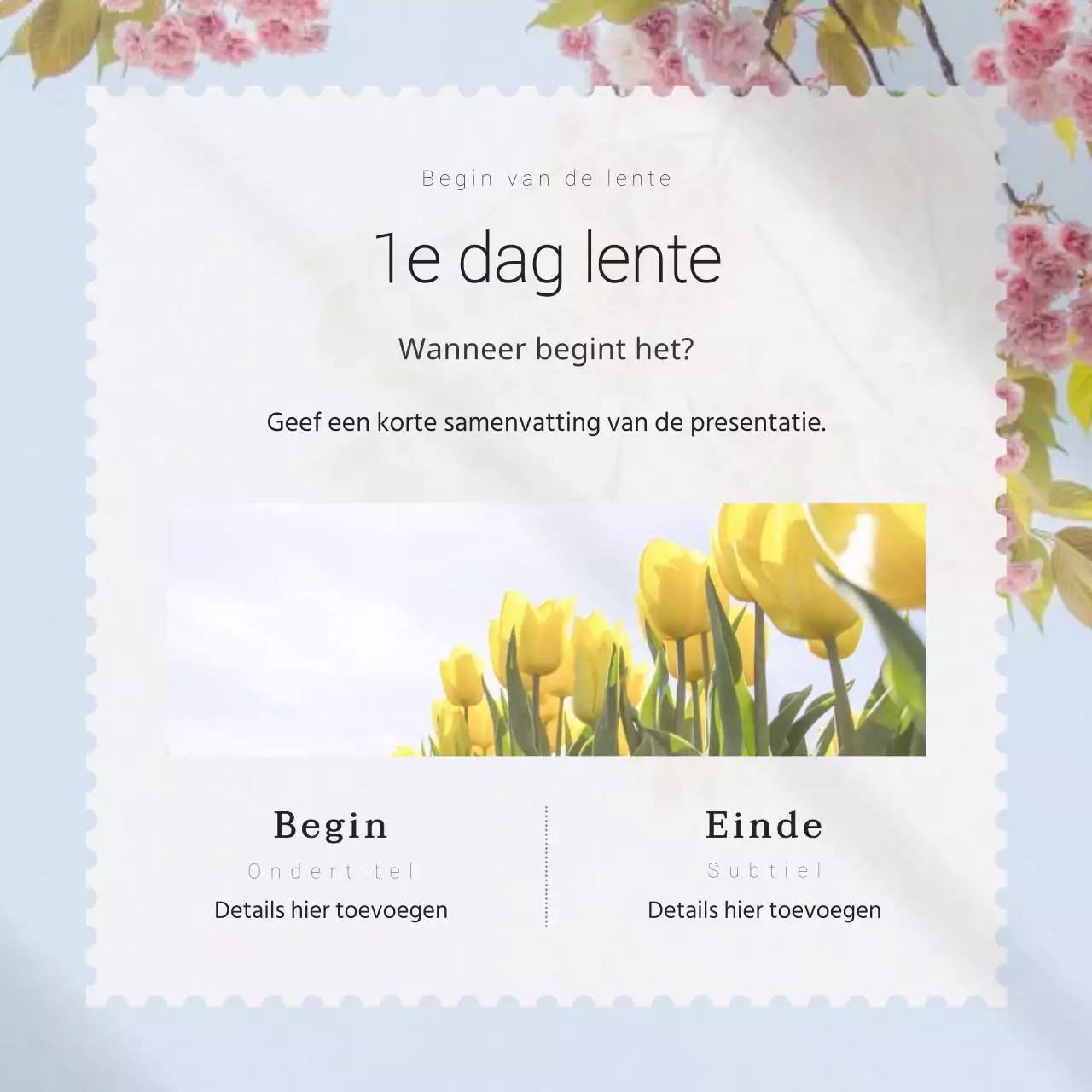 Zachte, sentimentele en frisse lente- en bloemenansichtkaarten in pastel en geel voor de viering van Chinees Nieuwjaar.