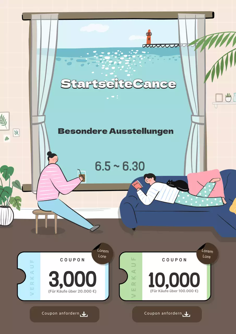 Niedliche Entspannung Ausstellung Veranstaltung Werbe-Webposter in beige und braun