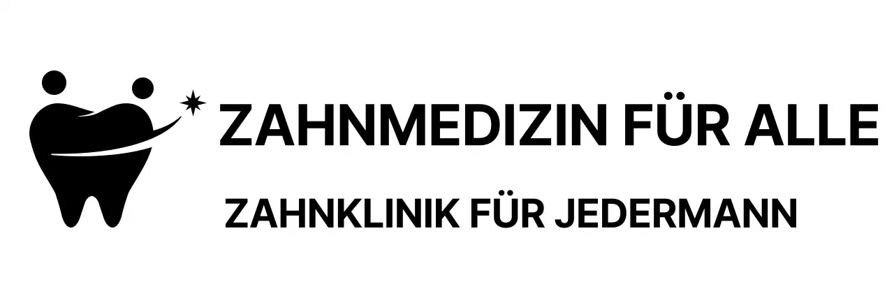 Zahnarztwerbung mit schwarzem zahnförmigen Symbol-Logo